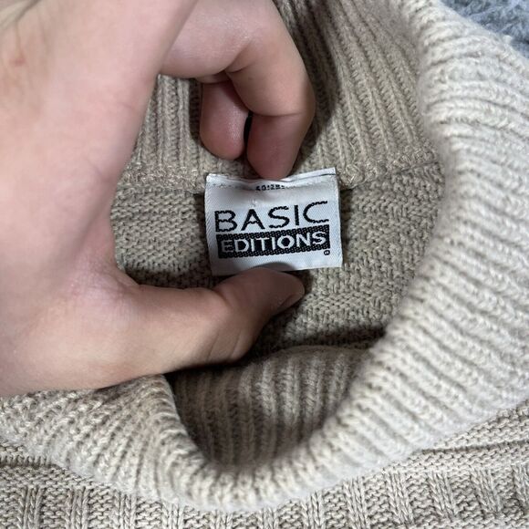 Vintage Basic Editions Pullover Knit Sweater Beige XL Neutral Basic Cottagecore - Picture 2 of 7